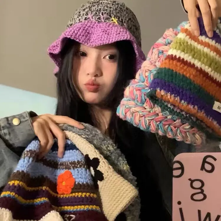 Women Fashion Multicolor Dome Knitted Hat