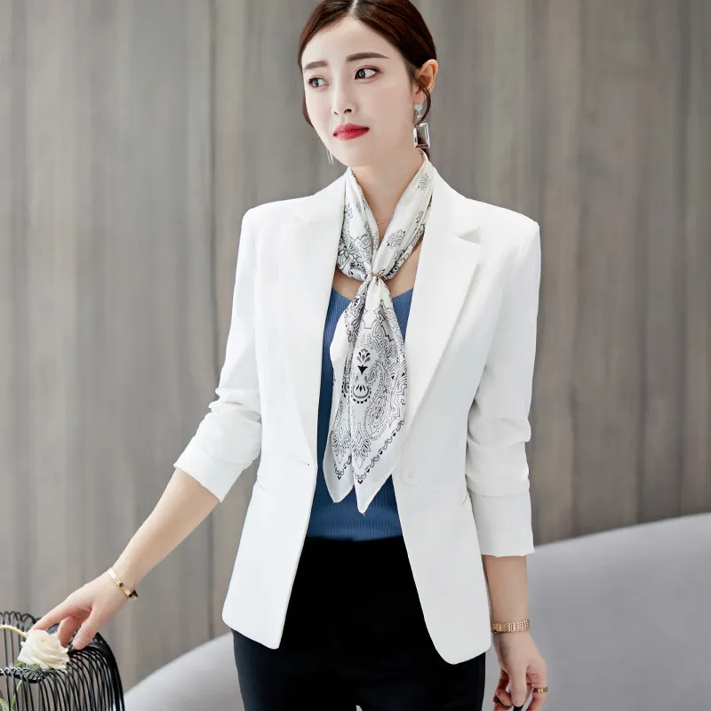Women Fashion Casual Long Sleeve Button Blazer Coat Slim Fit Polyester