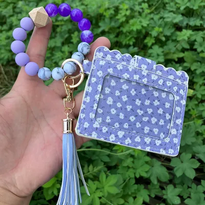 Women Fashion Leopard Printed Tassel Wallet Keychain