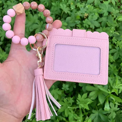 Women Fashion Leopard Printed Tassel Wallet Keychain