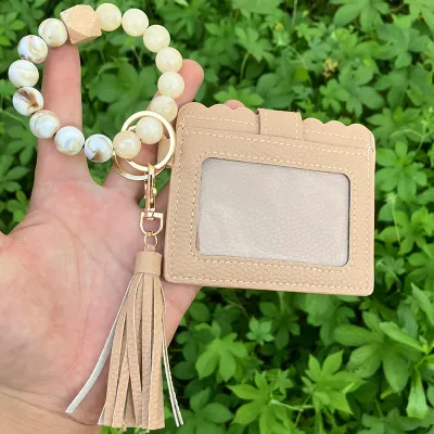 Women Fashion Leopard Printed Tassel Wallet Keychain
