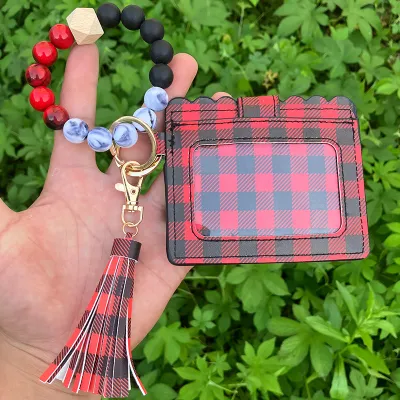 Women Fashion Leopard Printed Tassel Wallet Keychain
