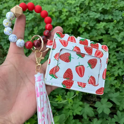 Women Fashion Leopard Printed Tassel Wallet Keychain