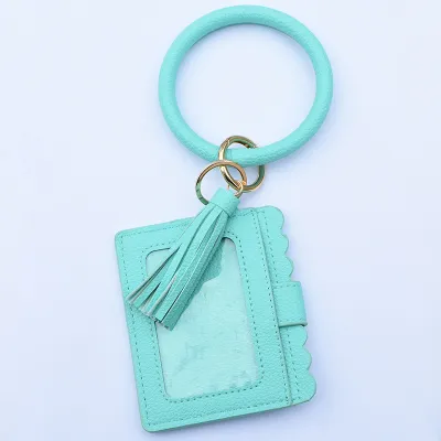 Women Fashion Multicolor Plaid Leopard Rose Printed Leather Wallet Keychain