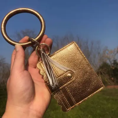 Women Fashion Multicolor Plaid Leopard Rose Printed Leather Wallet Keychain