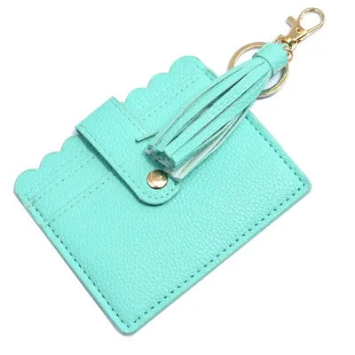 Women Fashion Creative Snake Pattern Plaid Sunflower Printed Wallet Tassel Keychain
