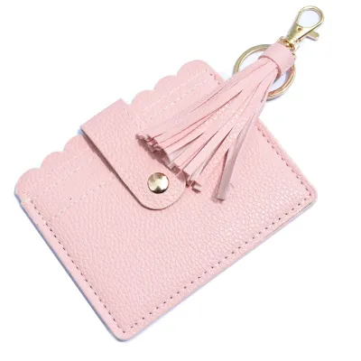 Women Fashion Creative Snake Pattern Plaid Sunflower Printed Wallet Tassel Keychain