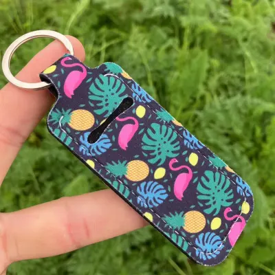 Women Fashion Leopard Sunflower Print Key Chain