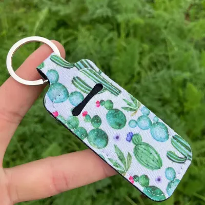 Women Fashion Leopard Sunflower Print Key Chain