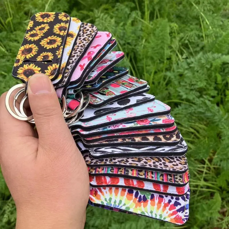 Women Fashion Leopard Sunflower Print Key Chain