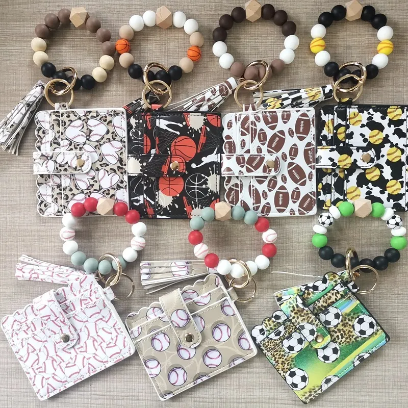 Women Fashion Creative Silicone Bead Bracelet Wallet Keychain