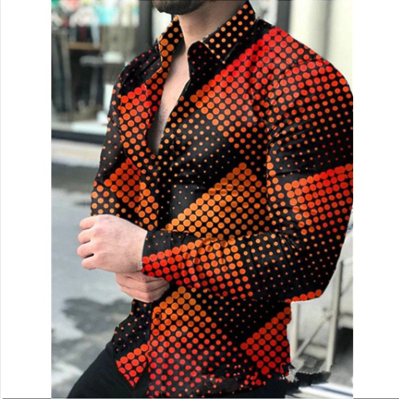 Wholesale Men Fashion Casual Versatile 3D Plaid Print Long