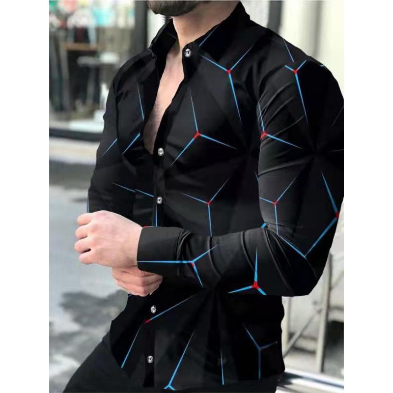 Wholesale Men Fashion Casual 3D Star Stripe Print Long