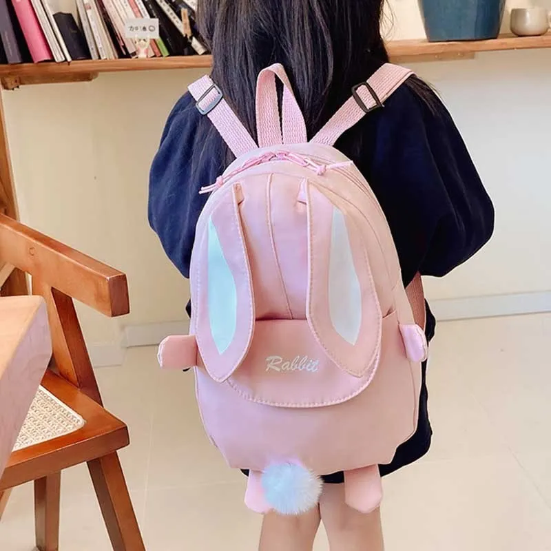 Kids Boys Girls Casual Cute Easter Cartoon Rabbit Ears Pattern School Backpack