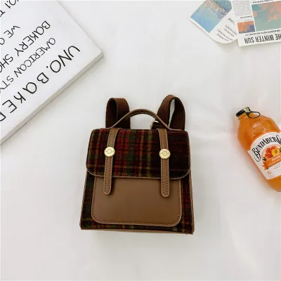 Kids Girls Casual Cute British Style Plaid Backpack Bag Air Cushion Strap