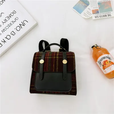 Kids Girls Casual Cute British Style Plaid Backpack Bag Air Cushion Strap
