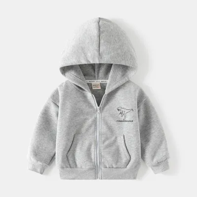 Kids Toddler Boys Casual Cute Cartoon Dinosaur Print Long Sleeve Zipper Hoodies