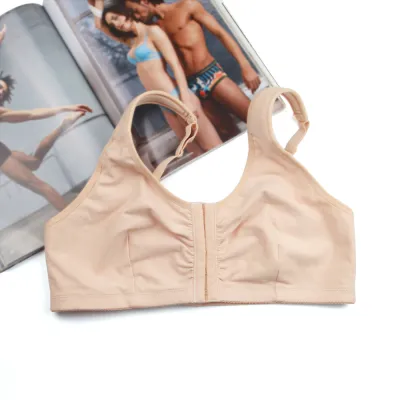 Women Plus Size Simple Casual Front Buckle Underwear with Cotton Fabric