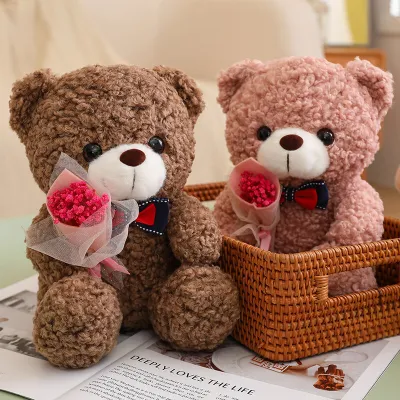 Valentine Day Cartoon Cute Rose Plush Bear Doll Toy
