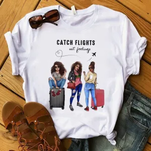 Women Casual Cartoon Printed Short-Sleeved T-Shirt Royal Sister Style Loose Fit