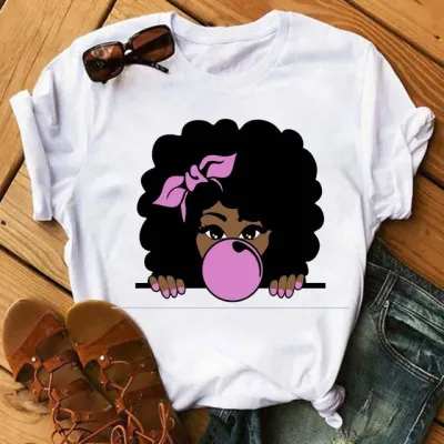 Women Fashion Cartoon Print Short-Sleeved T-Shirt