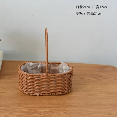 Portable Flower Wedding Easter Storage Woven Basket Accompanying Gift Bamboo Basket