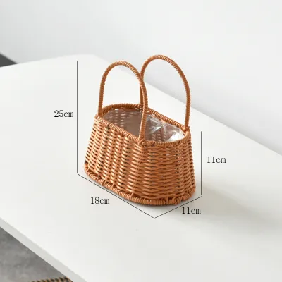 Portable Flower Wedding Easter Storage Woven Basket Accompanying Gift Bamboo Basket