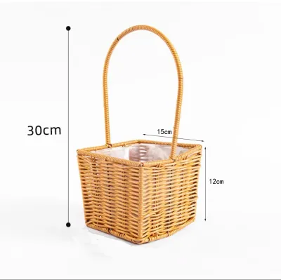 Portable Flower Wedding Easter Storage Woven Basket Accompanying Gift Bamboo Basket