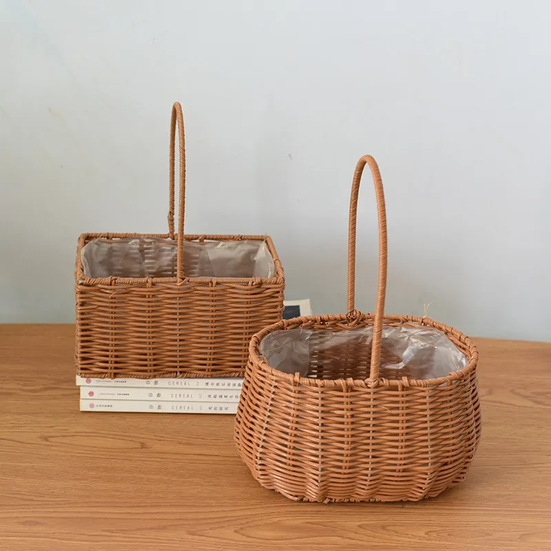 Portable Flower Wedding Easter Storage Woven Basket Accompanying Gift Bamboo Basket