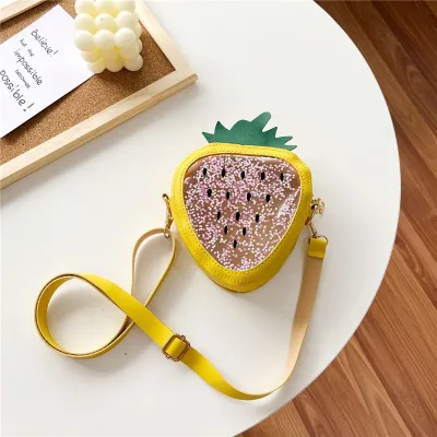 Kids Girls Strawberry Print Casual Crossbody Bag PU Small