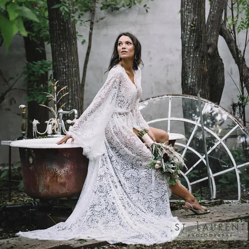 Pregnant Women Fashion Sexy Lace V-Neck Drawband Mop Dress