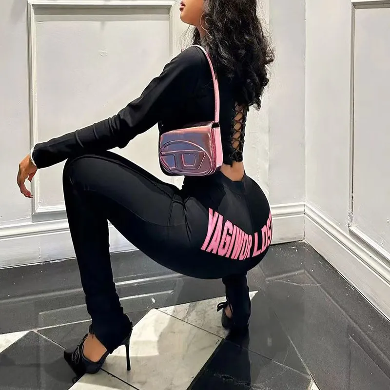 Women Casual Long-Sleeved Knitted Zipper Jacket Tight Pants Two-Piece Set