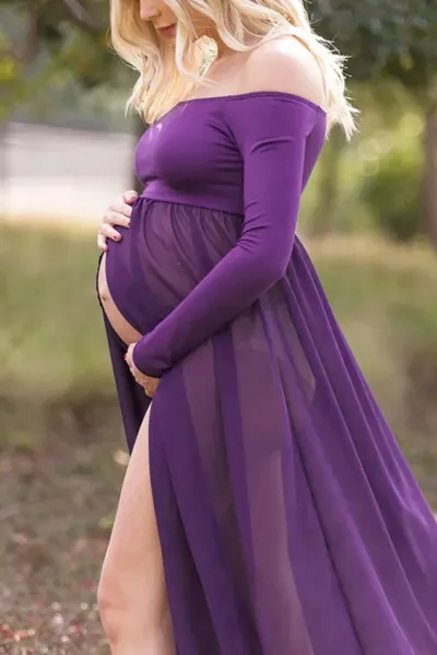 Women Fashion Sexy Off Shoulder Chiffon Tight Maternity Dress