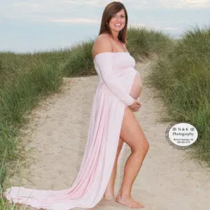 Women Fashion Sexy Off Shoulder Chiffon Tight Maternity Dress