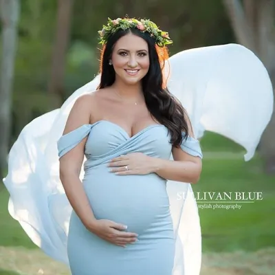 Pregnant Women Fashion Sexy Chiffon Mop Dress with Feifei Sleeve
