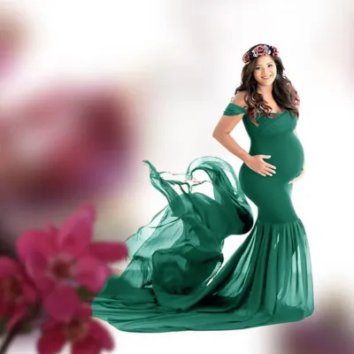 Pregnant Women Fashion Sexy Chiffon Mop Dress with Feifei Sleeve