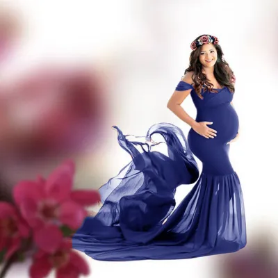 Pregnant Women Fashion Sexy Chiffon Mop Dress with Feifei Sleeve