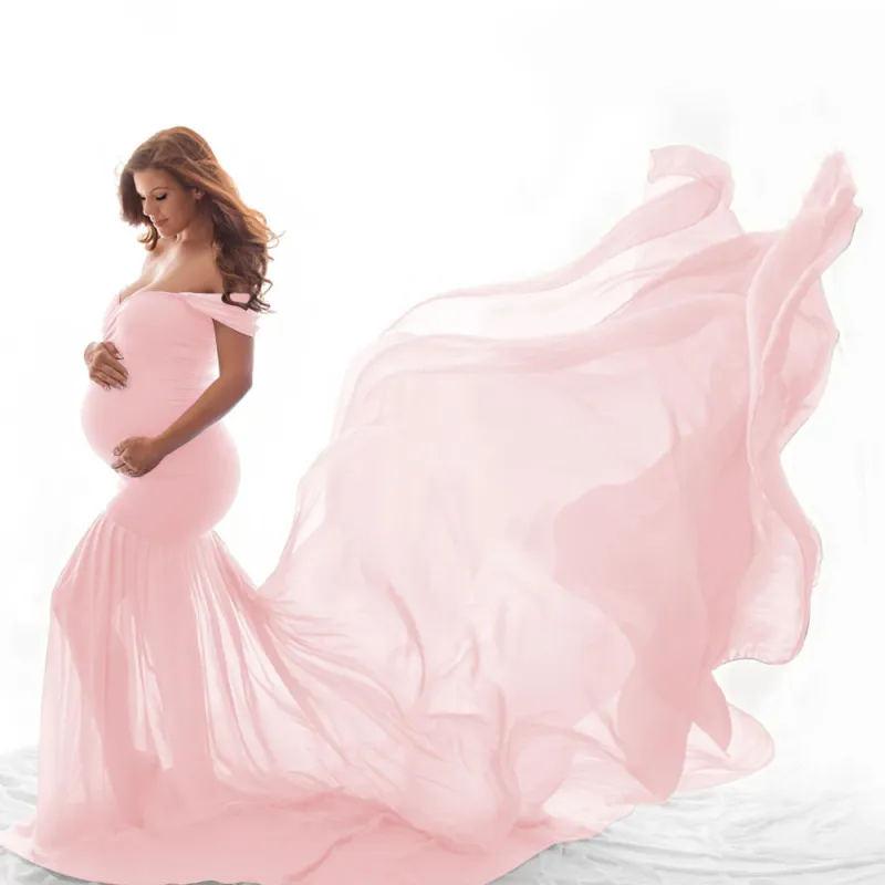 Pregnant Women Fashion Sexy Chiffon Mop Dress with Feifei Sleeve