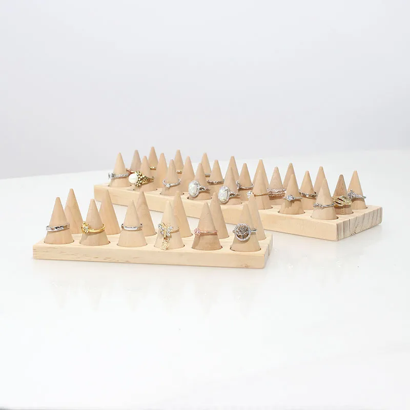 Solid Wood Conical Ring Storage Display Tray