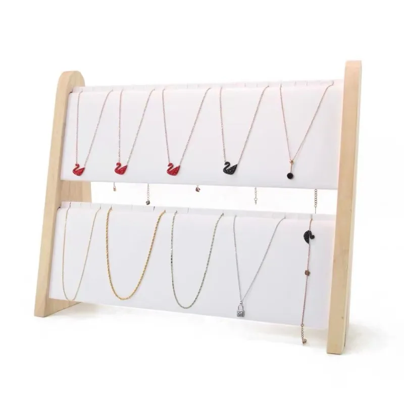 Women Simple Solid Wood Rectangle Necklace Jewelry Display Stand