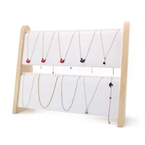 Women Simple Solid Wood Rectangle Necklace Jewelry Display Stand