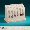 [Beige Velvet] Solid Wood Bottom-Arc Necklace Rack
