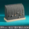 [Dark Gray Velvet] Solid Wood Bottom-Arc Necklace Rack