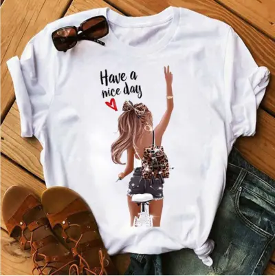 Women Casual Sunflower Print Short-Sleeved T-Shirt