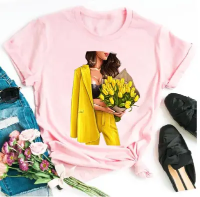 Women Casual Sunflower Print Short-Sleeved T-Shirt