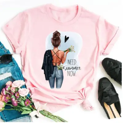Women Casual Sunflower Print Short-Sleeved T-Shirt