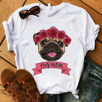 Summer Women Fashion Cat And Dog Cartoon Printed Short-Sleeved T-Shirt