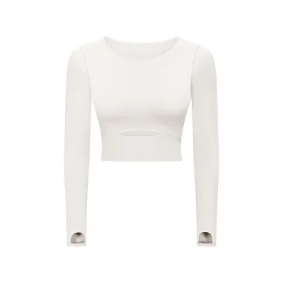 Women's Cotton Blend Solid Color Long Sleeve Yoga Top