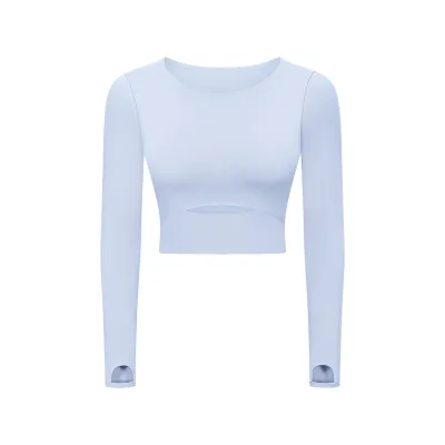 Women's Cotton Blend Solid Color Long Sleeve Yoga Top