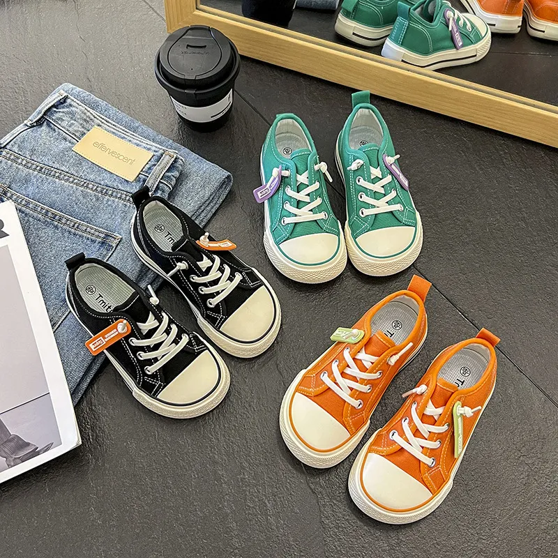 Kids Unisex Casual Basic Color-Block Lace-Up Low Top Canvas Shoes